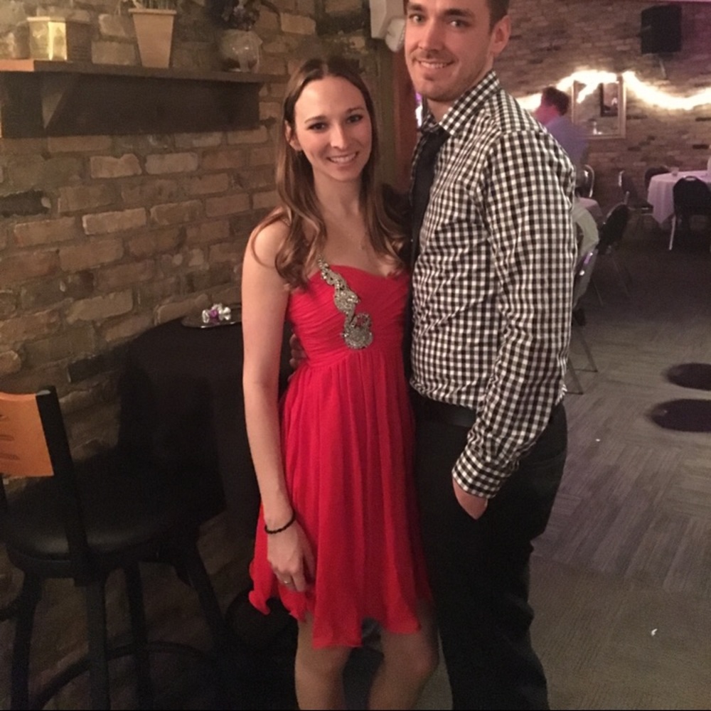 Single strap dress red dress